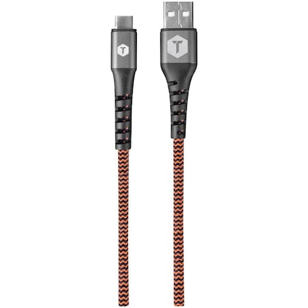 Charge & Sync USB-A To USB-C Hi-Speed Braided-Fabric Cable, 6ft